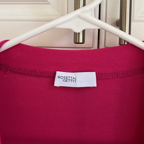 Rosetta Getty Cropped Sleeve U-Neck T-Shirt Dress, Magenta, size M - Picture 6 of 10